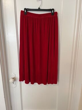 Skies Are Blue Red Pleated Midi Skirt